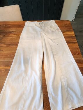 Kensie White Twill Tie-Waist Pants
